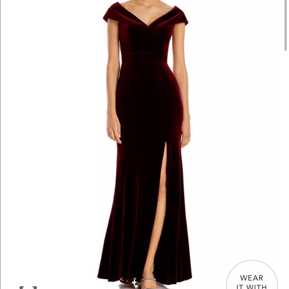 Off-the-Shoulder Fluted Velvet Gown